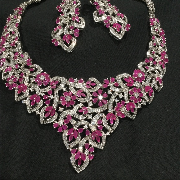 Indian Pakistani wedding necklace earrings saree - Picture 9 of 10
